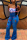 Blue Women's Butterfly Embroidery Hot Drilling Elastic Horn Jeans