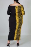 YellowAndBlack Fashion Plus Size Leopard Print Dress