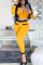 Yellow Sexy Fashion adult Solid Two Piece Suits Patchwork Zippered pencil Long Sleeve