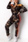 Orange Sexy Sports Camouflage Stitching Two-Piece Suit