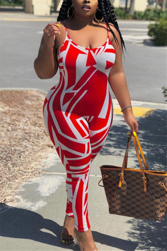 Red Fashion Sexy Women's Sling Trousers Jumpsuit