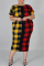 YellowAndRed Fashion Plus Size Plaid Printed Pocket Dress