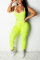 Fluorescent green Sexy Hollow Out Two-piece Set