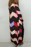 Multicolor Fashion Color Block Print Coats