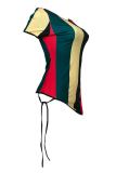 Green Fashion Sexy Cap Sleeve Short Sleeves O neck Asymmetrical Mini asymmetrical Print Striped Club Dres
