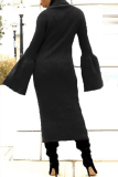 Green Sexy Bell sleeve Long Sleeves Turtleneck Step Skirt Mid-Calf asymmetrical Solid Patchwork