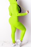 Fluorescent green Sexy Solid Patchwork Straight Long Sleeve