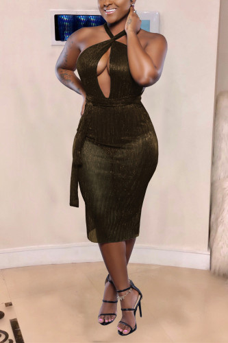 Sexy Patchwork Sequins One Shoulder Pencil Skirt Dresses main image 1