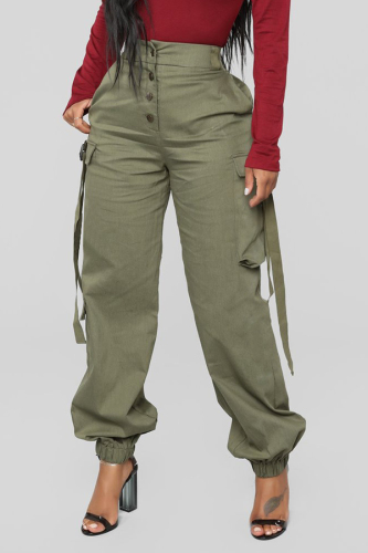 Green Euramerican Pockets Both Side Pants