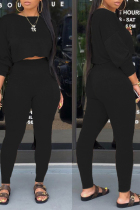Black Fashion Casual Solid Two Pieces