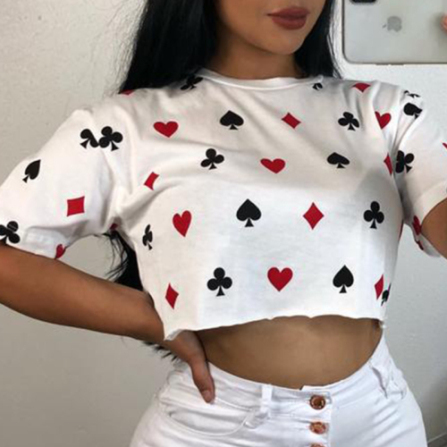 White Casual Printed T-shirt