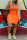 Orange Fashion Casual Sling Short Dress