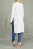 Creamy-white Fashion Round Neck Long Sleeve Irregular Sweater