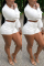 White Commuter Sexy Long-Sleeved Shorts Two-Piece Suit