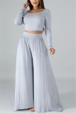 Light Blue Fashion Leisure Commute Sexy Loose Two Pieces