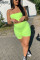 Green Casual Sports Tube Top Two-Piece Suit