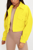 Yellow Fashion Casual Velvet Solid Coats