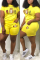 Yellow Leisure Sports Letter Print Two-piece