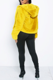 Yellow Fashion Comfortable Hooded Zipper Fur Fluff Coat