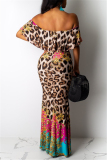 Leopard print Sexy Printing Off Shoulder Dress