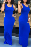 Royal blue Sexy U Neck Sleeveless Dress