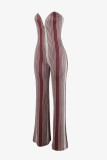 Wine Red Sexy Sleeveless Strapless Jumpsuit（Without Belt）
