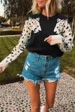 Red Casual Fashion Leopard Print Elastic Sweater