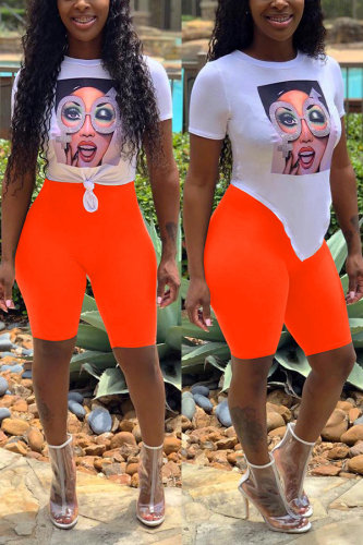 Orange Fashion Irregular Two-piece Set