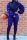 Blue Stylish Casual Lantern Sleeve Two-Piece Suit
