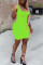 Green Fashion Casual Sling Short Dress