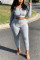 Grey Sexy ruffle Two Piece Suits Solid pencil Long Sleeve Two-piece Pants Set