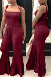 Wine Red Sexy Fashion Sling Trumpet Jumpsuit