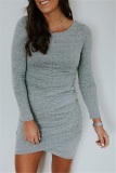 Grey Casual Slim Fit Opened Dress