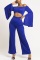 JujubeRed Fashion Solid Color Long Sleeve Umbilical One-Shoulder Jumpsuit