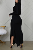 Black Fashion Long Sleeve Skinny Dress