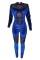 Blue Sexy Patchwork Solid Long Sleeve O Neck Jumpsuits