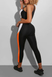 Orange Fashion Casual Stitching Trousers Sports Set