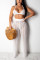 Mustard yellow Sexy Fashion HOLLOWED OUT Solid crop top Bandage Slim fit Two Piece Suits asymmetrical Str
