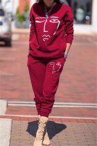 Wine Red Sports Casual Stretch Two-Piece Suit