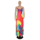 Rainbow Stylish Casual Striped Dress