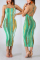Green Sexy Spaghetti Strap Printed Dress