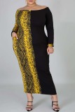 YellowAndBlack Fashion Plus Size Leopard Print Dress