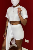 Rose Red Fashion Sexy Short Sleeve Top Shorts Set