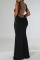 Black Sexy Solid Patchwork Backless Spaghetti Strap Long Dress Dresses