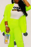 Fluorescent green Fashion Casual Autumn And Winter Two-Piece Suit