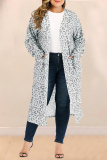 Khaki Fashion Casual Leopard Long Sleeve Cardigan (Only Coat)