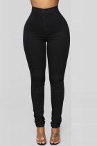 Black Fashion Sexy Solid Color Trousers