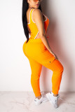 Orange Sexy Hollow Out Two-piece Set