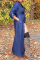 Blue Trendy Buttons Design Denim Ankle Length Dress