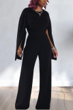 Black Fashion Casual Cuff Split Two Piece Suit